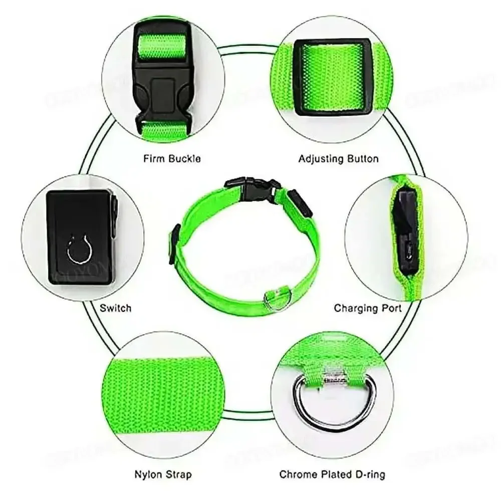 3 Modes Dog Luminous Charge Collar Led Usb Cat Dogs Collars Detachable Night Led